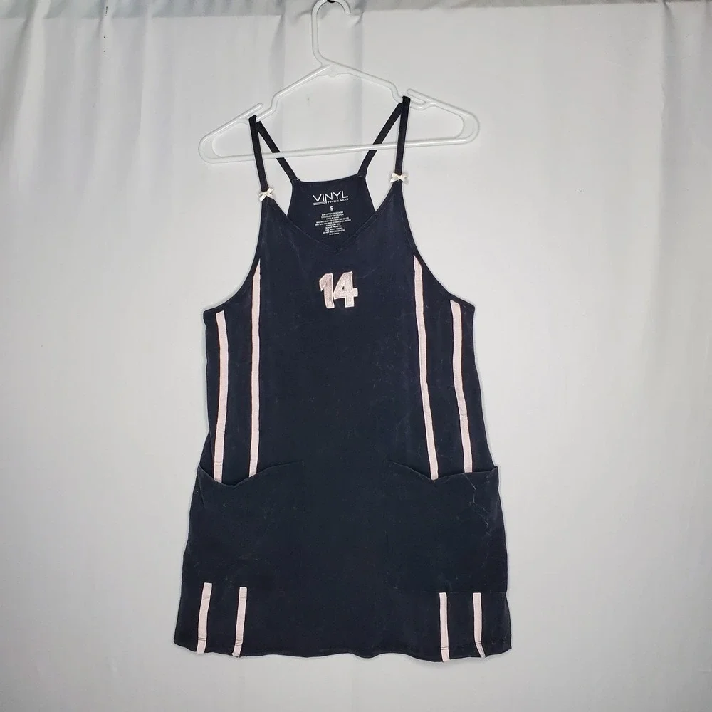 Vinyl Threads Dress L Racing Stripe Retro Y2K Whimsigoth Grunge Punk Acid Wash